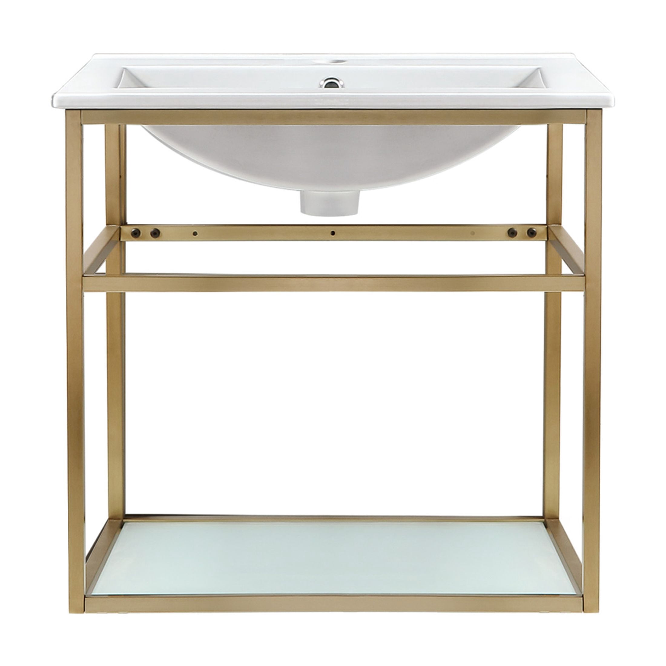 Pierre 24 Single, Open Shelf, Gold Metal Frame Bathroom Vanity