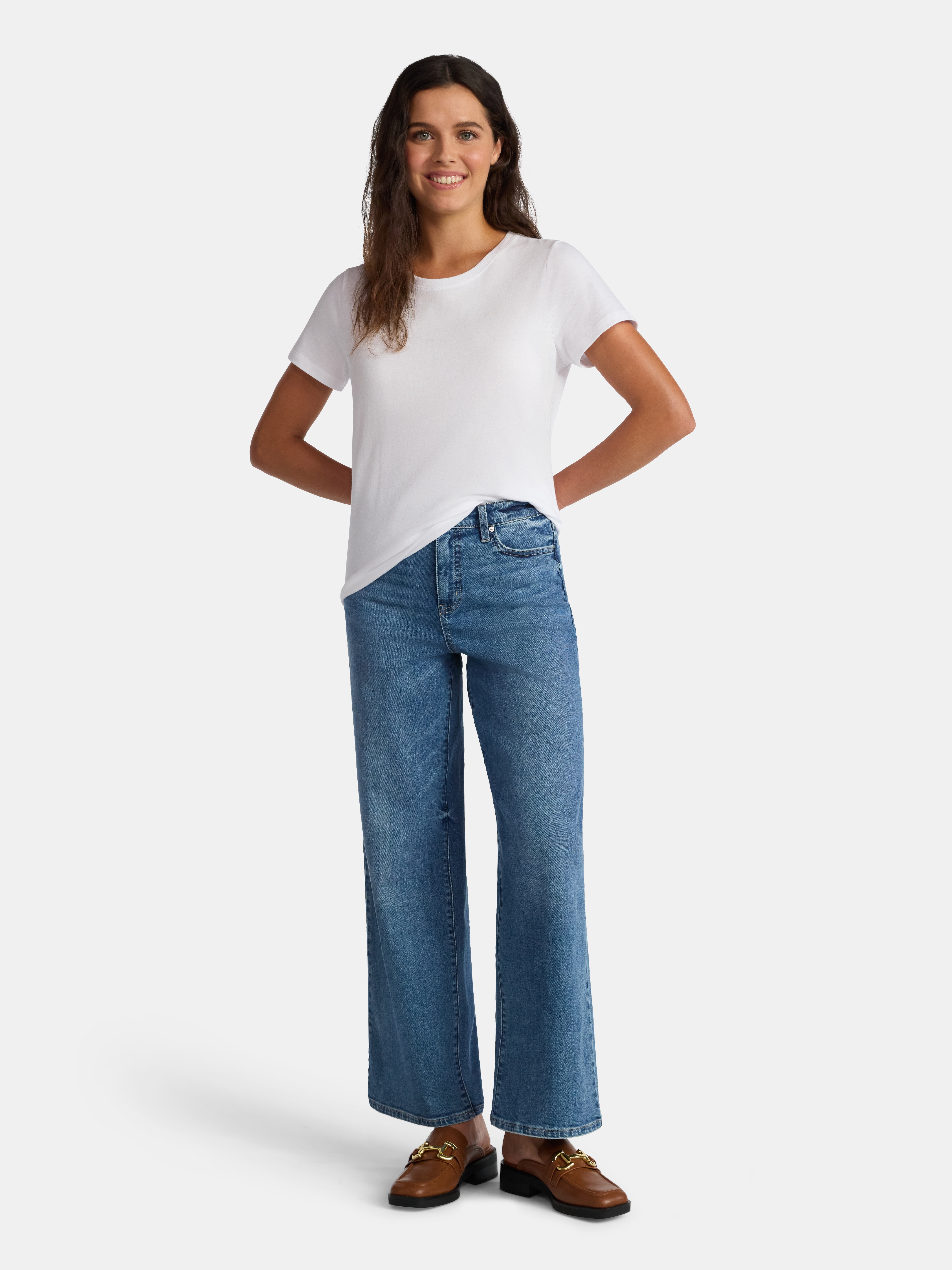Time and Tru Women's Cotton Crewneck Tee with Short Sleeves, Sizes XS-XXXL