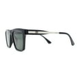 thumbnail image 3 of Polarized Mens Slick Elegant Gentlemans Luxury Horn Rim Sunglasses Gloss Black Silver - Green, 3 of 4