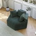 thumbnail image 5 of Chenille Sponge Single Sofa, Oversized Chaise Lounge, Fluffy Modern Sleeper Chair for Living Room, Lounge, Wide Armrest Lounge Chair Armchair with Pillow, No Assembly Required, 5 of 28