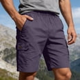 thumbnail image 3 of Cargo Shorts for Men Summer Casual Elastic Waist Straight Leg Loose Fit Knee Length Work Shorts with Pockets, 3 of 7