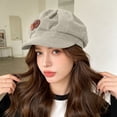 thumbnail image 5 of Umfun Women's Winter Newsboy Hat Corduroy Cabbie Cap with Decorative Patch Faux Leather Snap Elastic Back Warm Fall Cold Weather Vintage Casual Hats for Daily Commute Outdoor Travel, 5 of 8