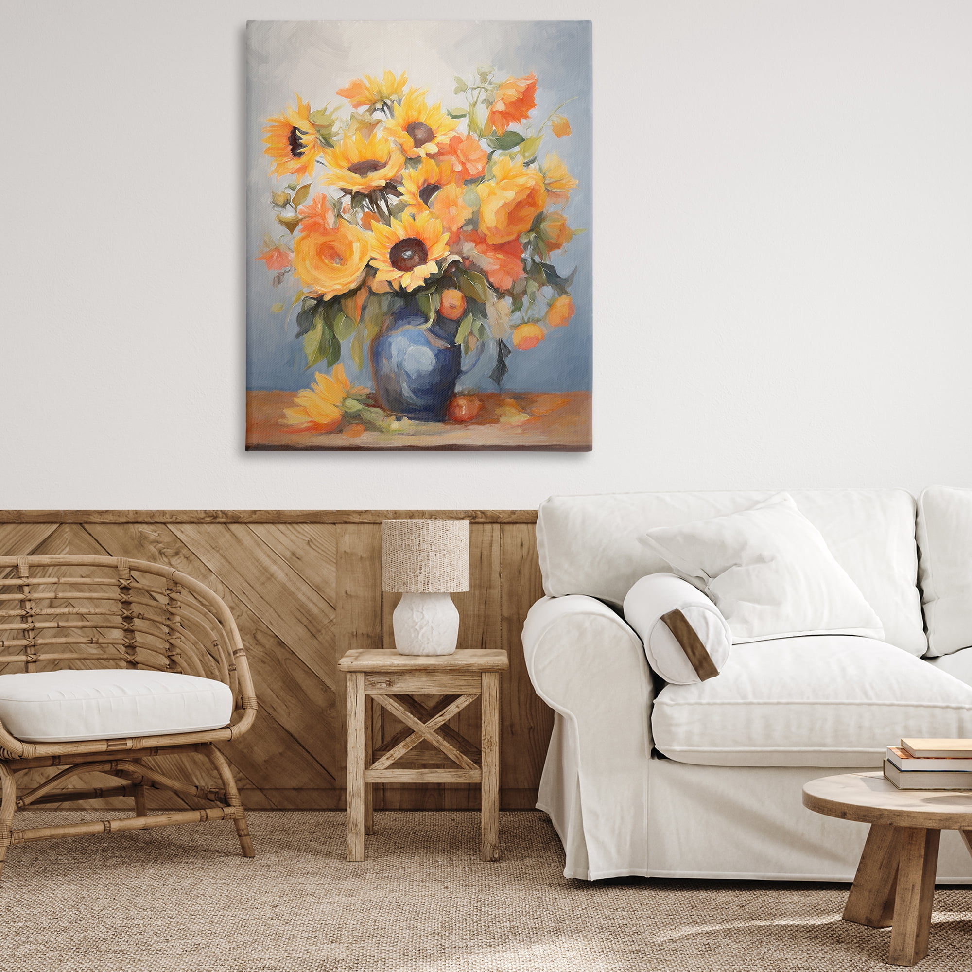 Stupell Industries Sunflower Medley Vase Botanical & Floral Painting Gallery Wrapped Canvas Art Print Wall Art, 36 x 48