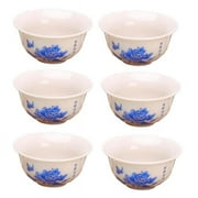 Panda Superstore 30 ml Chinese Kungfu Handmade Porcelain Japanese Mini Tea Bowl, White - Pack of 6