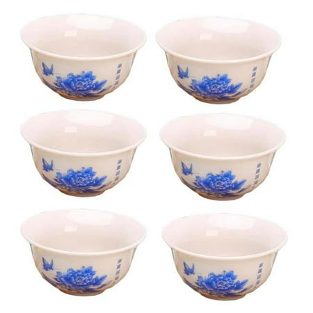 Panda Superstore 30 ml Chinese Kungfu Handmade Porcelain Japanese Mini Tea Bowl, White - Pack of 6