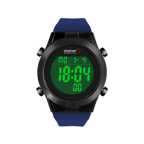 Reloj Deportivo Para Hombre Digital Steiner 45 mm Alarma Y Cronometro Azul