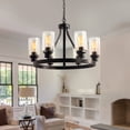 thumbnail image 4 of 6-Light Wagon Wheel Chandelier for Dining Room Living Room Pendant Lighting Home Decoratiom Suspension Design Lusters Luminaires, 4 of 8