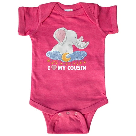 

Inktastic I Love My Cousin Cute Elephants with Moon and Stars Gift Baby Boy or Baby Girl Bodysuit