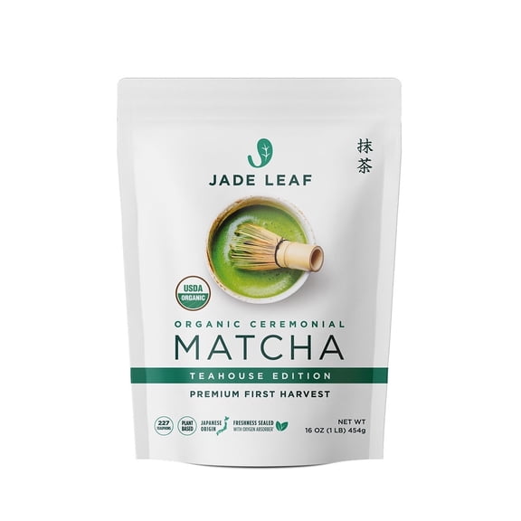 Jade Leaf Organic Ceremonial Grade Matcha Powder, Teahouse Edition, 16 oz Pouch