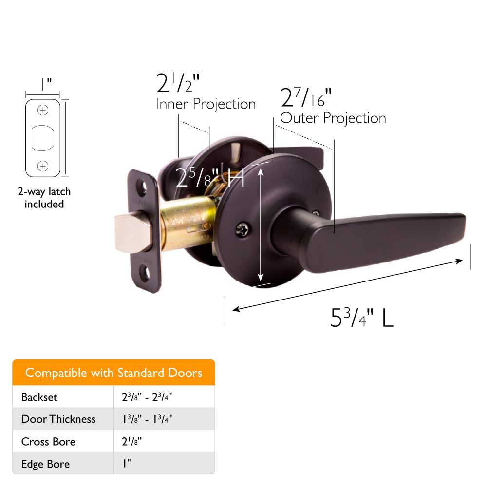 Design House Delavan 2-Way Interior/Exterior Keyed Door Lever, Matte Black