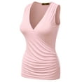 thumbnail image 2 of Doublju Women's V- Neck Sleeveless Shirred Sides Tank Top (Plus Size Available), 2 of 5