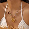 thumbnail image 3 of PISONIC Women Boho Braided Rope Choker Necklace, Large Gold‑Tone Daisy Pendant Necklace with Ladybug, Butterfly & Floral Charms, Cute Summer Statement Neck Jewelry for Ladies, 3 of 6