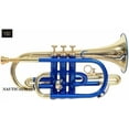 thumbnail image 2 of Musical Cornet Trumpet Bb Flat Professional Long Bell Cornet Mouthpiece Instrument For Beginner Student (Blue Brass), 2 of 5