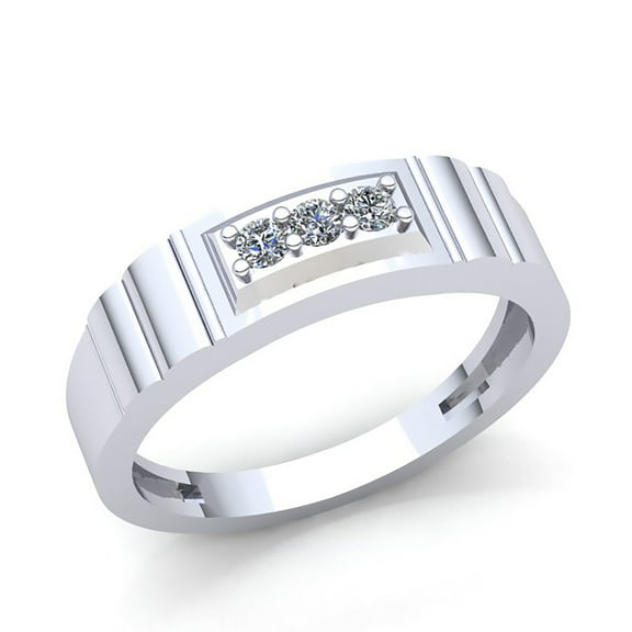 0.75carat Round Cut Diamond Mens Classic 3-stone Anniversary Wedding Band Solid 14K Rose, White or Yellow Gold GH SI1