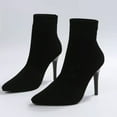 thumbnail image 3 of NECHOLOGY Botas Mujer Adulto Femenino Zapatos Botines para mujer Botas de punto transpirables de color sólido a la para mujer Botas de tacón con punta estrecha (Black, 7.5), 3 of 6