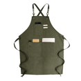 thumbnail image 1 of Delantal con pechera de mezclilla, delantales de mezclilla ajustables con bolsillo y correas cruzadas en la espalda para peluqueros de salón, 1 of 2