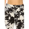 thumbnail image 3 of Saronite Black & White Floral Printed Long Band High Waisted Full Length Yoga Leggings (Women's), 3 of 4