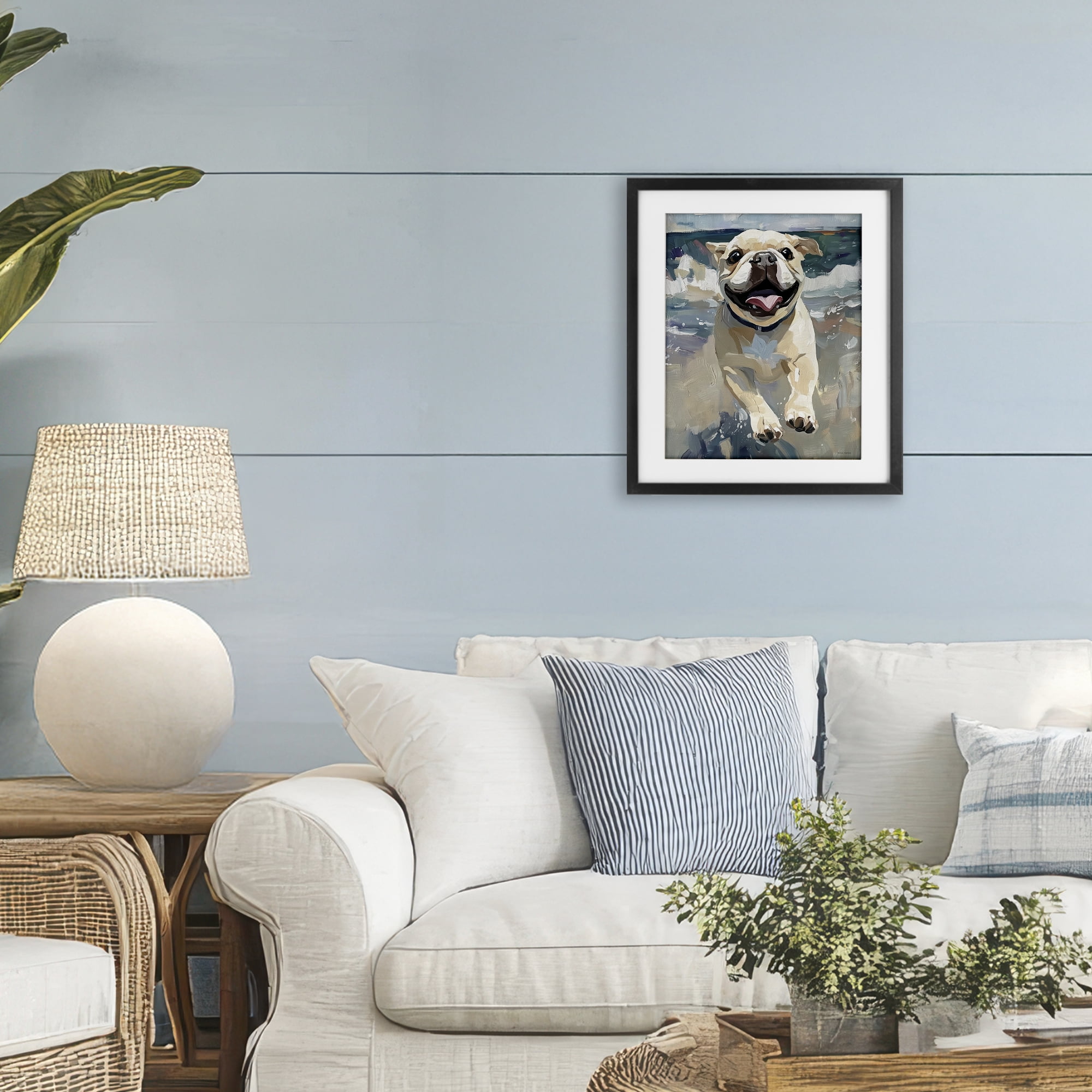 Stupell Industries Sunny Paws Dog on Beach Black Framed Print Under Glass, design by Svetlana Aleynikova