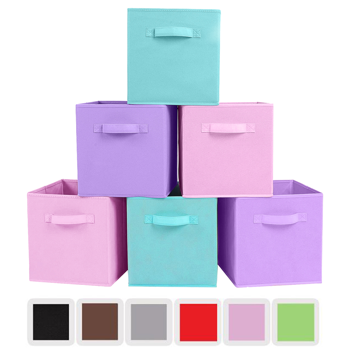 YOYTOO 6 Pack Foldable Fabric Cube Storage Bins, 11" Collapsible Cube