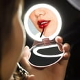 thumbnail image 1 of RisingPro Miroir de Maquillage Portable à DEL Éclairé, Miroir Cosmétique Rond Pliant Grossissant, Miroir de Coiffeuse Portable à DEL avec Lumière, Outil de Beauté, 1 of 9