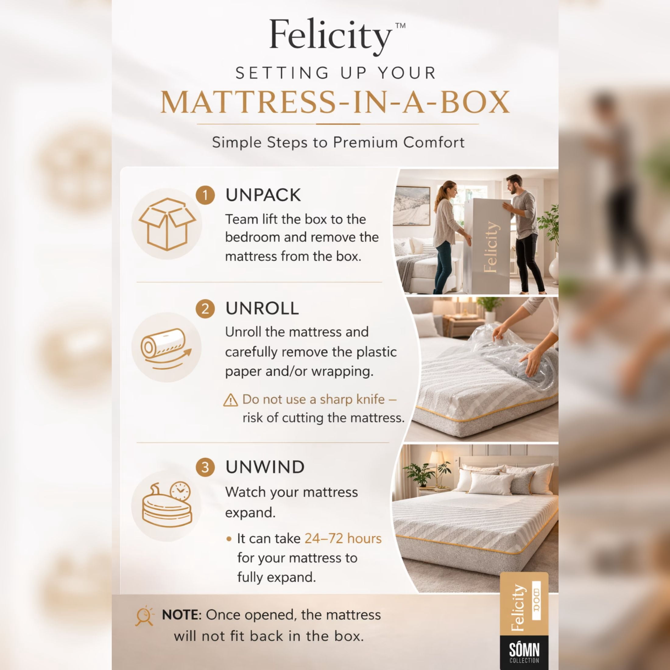 Felicity by Sömn Company 8" Copper Infused Memory Foam Mattress, Full