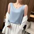 thumbnail image 3 of SWSMCLT Women's V Neck Top Soft Satin Loose Cooling Fall Spandex Slimming Cami Shirt Vest Summer Sleeveless Blue X-Small, 3 of 3