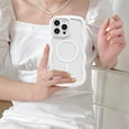 thumbnail image 3 of Magnetic Case Candy Wave Frame Case for iPhone 13 Pro Max 6.7 inch, Cute Curvy Case Compatible with Magsafe Shockproof Cover Non-Yellowing Clear Case Slim Fit Case for Women Girl-White, 3 of 11
