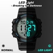 Mens Digital Sports Watch With Stopwatch/Alarm/Dual Time/ LED Backlight Outdoor Sports Waterproof Watch PU Strap Gifts for Man Christmas Gifts