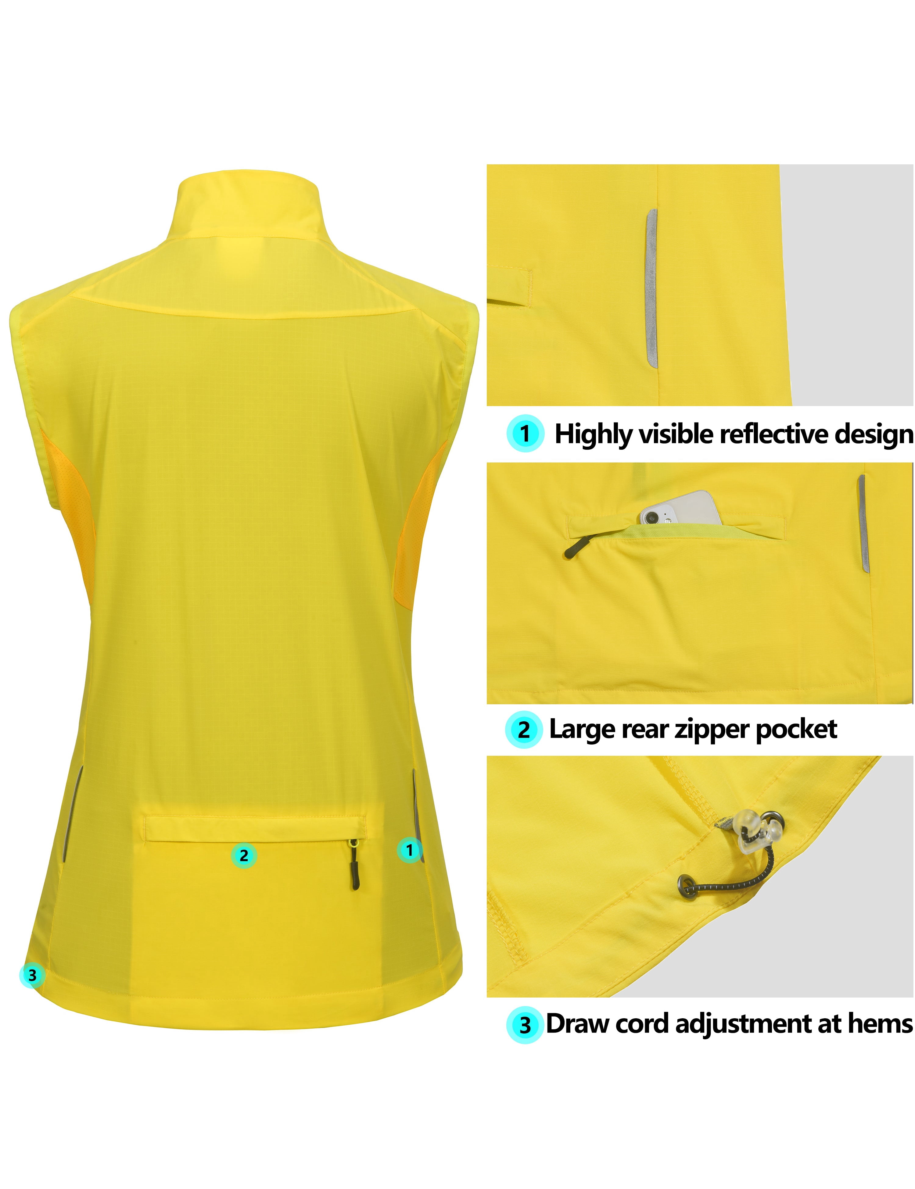 Little Donkey Andy Women's Cycling Vest Reflective Bike Vest, Wind Vest Lightweight Breathable UPF 50 for Golf Running Size XL