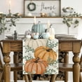 thumbnail image 2 of Pumpkins Eucalyptus Leaves Fall Table Runner, Autumn Thanksgiving Kitchen Dining Table Decoration for Home Party Decor 13x72 Inch, 2 of 6