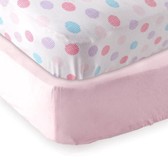 Luvable Friends Baby Girls' Fitted Crib Sheet, 2-Pack, Choose Your Color