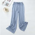 thumbnail image 4 of Defitshape Women's Pajama Bottoms Soft Lightweight Elastic Waist Sleep Pants Pj Straight Leg Solid Drawstring Sky Blue X-Large, 4 of 4