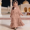 thumbnail image 2 of oqasdz Dresses for Girls Elegant Solid Three Layer Chiffon with Waistband and Headscarf for Celebration Pageant Prom Dress, 2 of 5