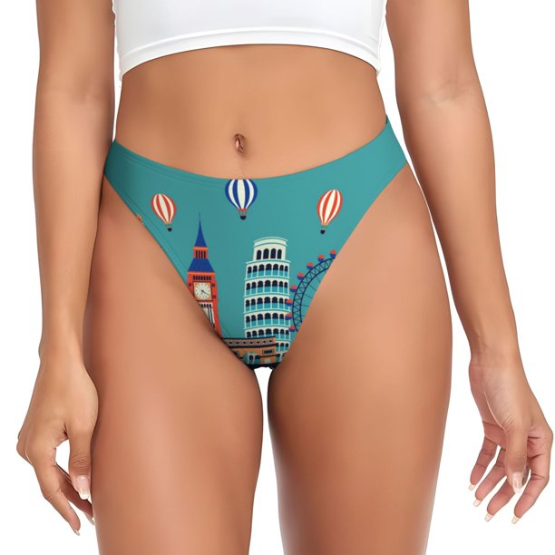 Balery Let's go Travel Tangas de Algodón para Mujer con Estampado – Ropa Interior Sexy, Transpirable, G-string-3X-Large