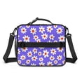 thumbnail image 2 of Daisy Pioneer Flower Purple Pattern Insulated Lunch Bag with Shoulder Strap and Bottle Holder,Bento School Lunch Bag Box,11x9.5x3.5 Inches, 2 of 5