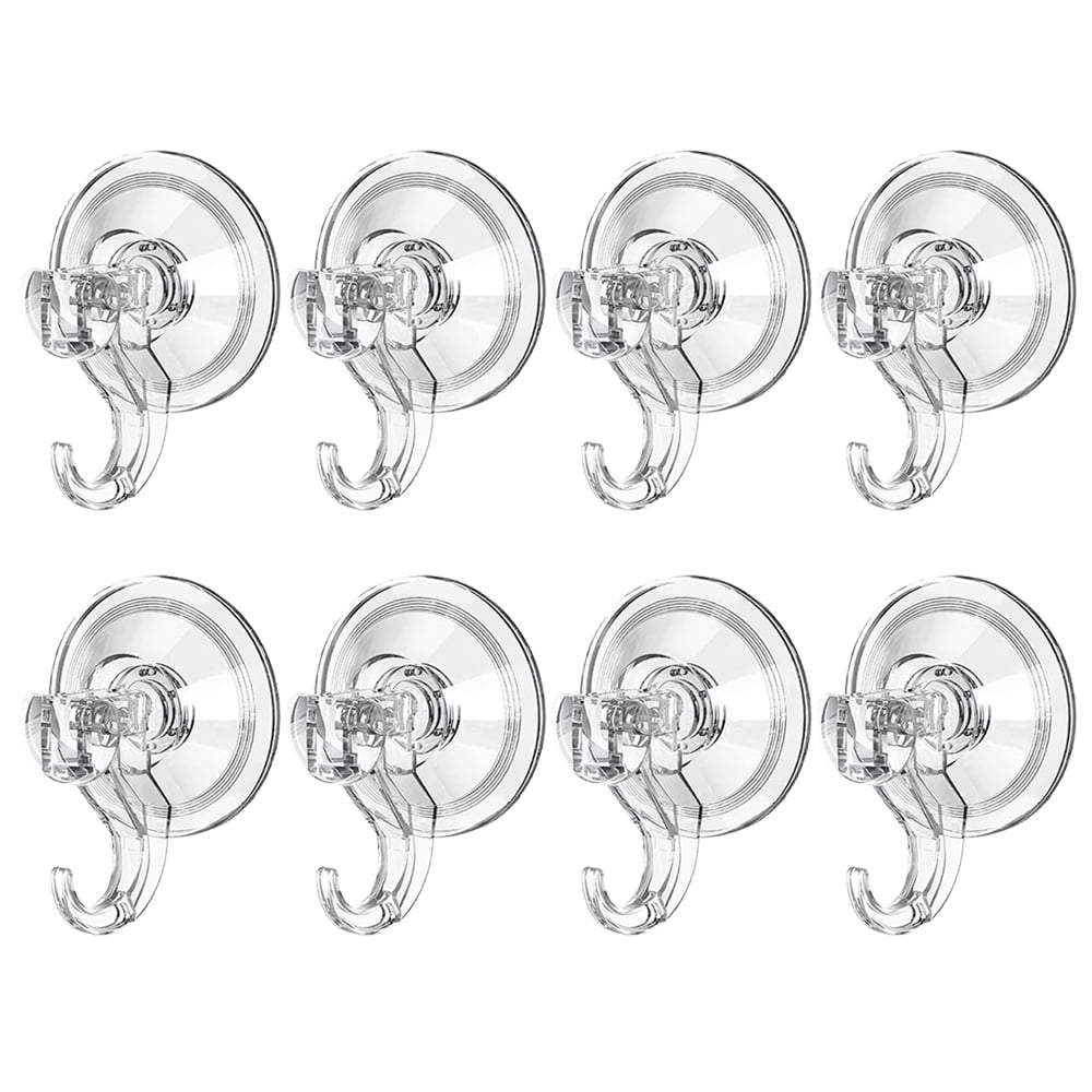 Skycarper 8Pack Suction Cup Hooks, Clear Powerful Suction Hangers Push