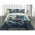 thumbnail image 2 of Ambesonne Nautical Quilted Coverlet 3 Pcs, Marine Anchor and Seagull, Queen Size, Indigo and Dark Salmon, 2 of 4