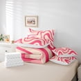 thumbnail image 6 of jejeloiu Geometric Wave Striped 7 Pieces Bedding Comforter Set,Abstract Lines Full Bedding Set,Pink Stripes Fitted Sheet Flat Sheet For Children,Breathable Home Decor Reversible, 6 of 8