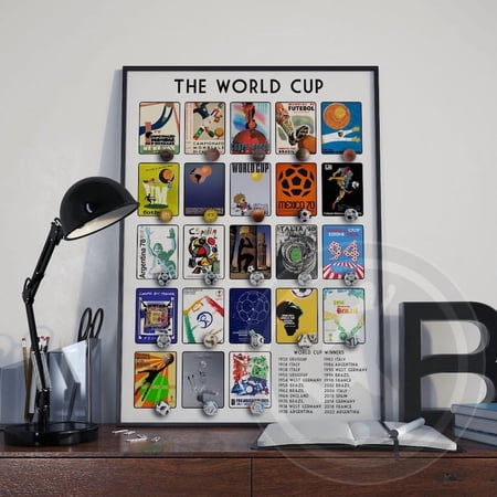 World Cup History Poster – FIFA Soccer Football World Cup Timeline Print, Vintage Poster Collection Wall Art, Soccer Fan Gift for 2026 Unframed Poster