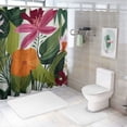 thumbnail image 7 of Fenyluxe Flowers Leaves Green Leafy Design Quick-Drying Shower Curtain Set for Bathroom 100％ Polyester Fiber Chic Modern Home Bathtubs Decor with Hooks 69x72, 7 of 7