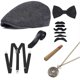 thumbnail image 1 of Conjunto de corbata y puros con correa de sombrero de espiga de lana para fiesta de graduación de hombre de los años 20, 1 of 5