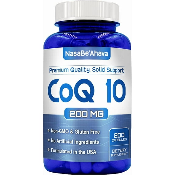 NasaBeahava CoQ10 Supplement, Vegan Coenzyme Q10 for Skin, Heart & Energy, 200mg, 200 Capsules