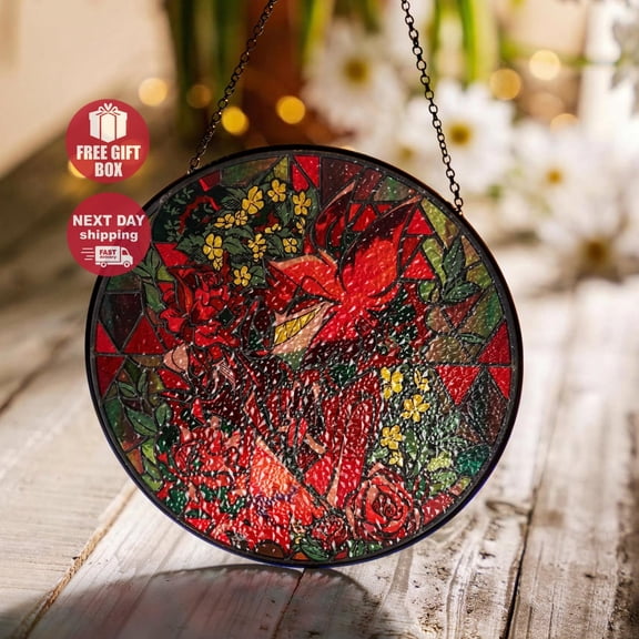 Stained Glass Alastor Hazbin Hotel Suncatcher, Radio Demon Window Hanging Decor, Gothic Anime Fan Gift for Home 6 INCHES