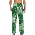 thumbnail image 6 of Men's Pajama Pants with Pockets Sleepwear Lounge Pants Stretch Casual Green Monstera Palm Tree Leaves, 6 of 6