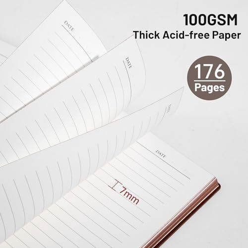 Quivanta Lined Journal Notebook for Men & Women,176 Pages A5 Medium Size, Softcover Leather Journals for Writing, College Ruled Notebook for Work & School, 100 GSM Thick Paper (5.7'' x 8.3'') (Taupe)