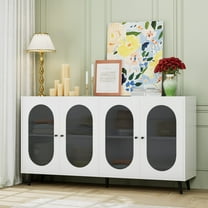 Aukfa Accent Storage Cabinet with Adjustable Shelves,Buffet Cabinet for Kitchen Living Room Hallway,White