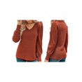 thumbnail image 3 of Women Sweaters Puff Long Sleeve V Neck Shirts Casual Tunic Tops Orange L, 3 of 7