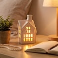 thumbnail image 3 of White Ceramic Christmas Village House Tea Light Holder, Decorative Seasonal Accent, Versatile Display, for Christmas Tree, Mantel, Shelf, Doorway, Living Room and Holiday Party Decor, 3 of 7