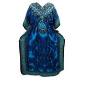 Mogul Maxi Caftan Dress Blue Print Resortwear Long Kaftan Cover Up Dressses