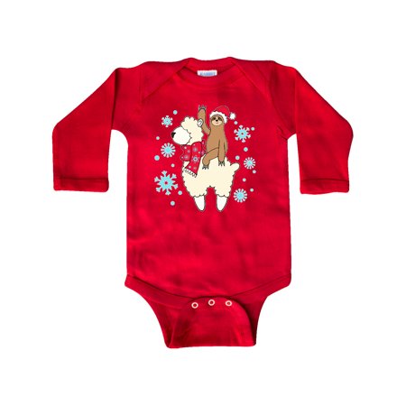 

Inktastic Christmas Cute Sloth and Llama Gift Baby Boy or Baby Girl Long Sleeve Bodysuit